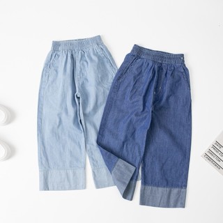 Quần denim jeans LITIBABY cho bạn gái, dáng ống suông gập gấu từ 26kg - 55kg
