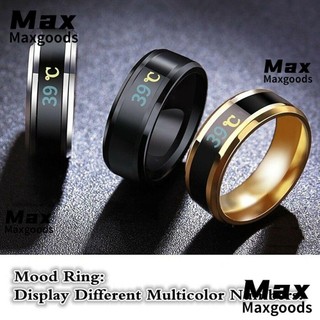 MAX Nhẫn Cặp Đôi Bằng Thép Không Gỉ Hiển Thị Nhiệt Độ Thông Minh Nhẫn Nam