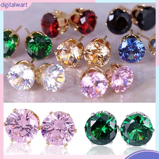 Bông tai đính đá zircon tròn tinh tế dễ phối đồ thanh lịch dễ phối đồ
