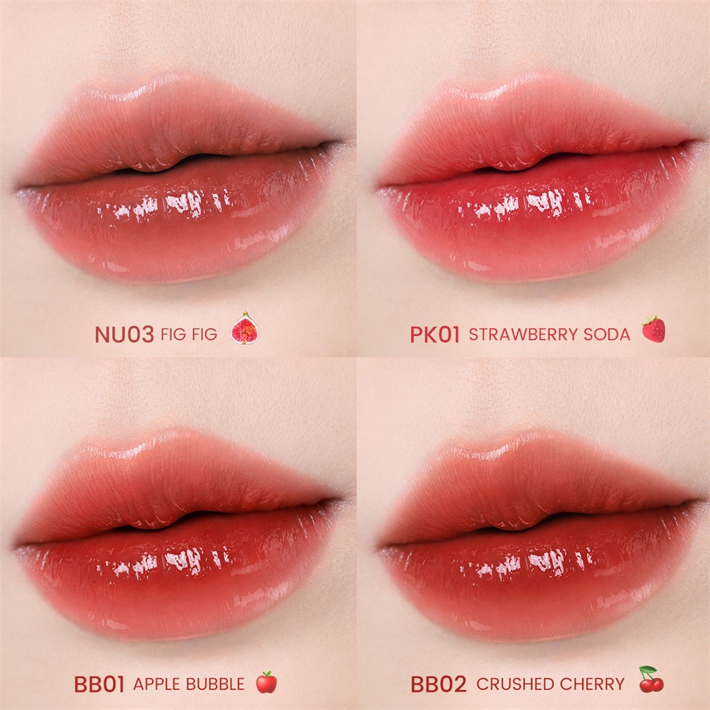 Focallure Pro-Juicy Watery Lip Tint 2g Hàn Quốc Bóng Đầy đặn Sắc tố cao Lâu trôi Môi trần Nhẹ không dính Dưỡng ẩm 9 màu wine01