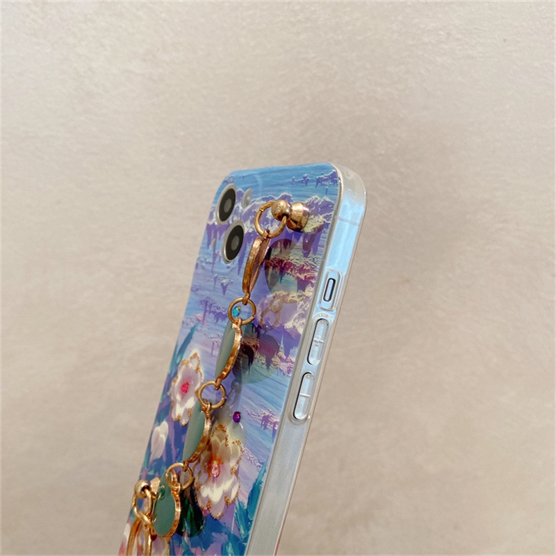 Ốp điện thoại silicone HọA TiếT Hoa ĐàO Có Dây Đeo Cho iphone 15 14 11 12 13 x xs xr pro max 7 8 plus