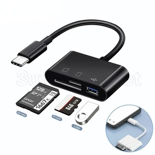 Đầu đọc thẻ nhớ tf sd otg usb c sd chuyển đổi dữ liệu 3 trong 1 type-c cho huawei usb type c