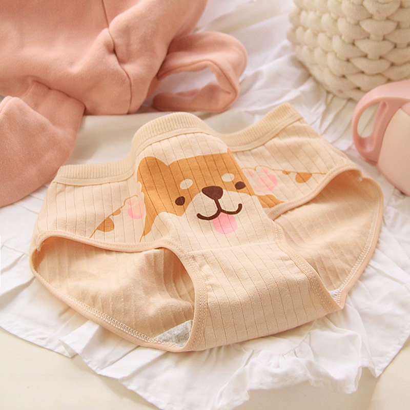Quần Lót Cotton Nguyên Chất Cỡ Lớn In Hình Chú Chó Corgi Dễ Thương Cho Nữ
