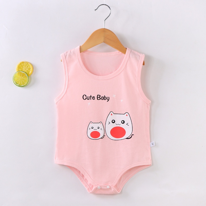 Bộ Áo Liền Quần Bằng Cotton Không Tay Dành Cho Bé Sơ Sinh 0-18 Tháng