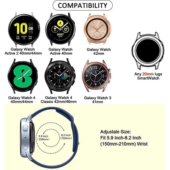 HUAWEI Dây Đeo Silicon 22mm 20mm Cho Đồng Hồ Thông Minh Samsung Galaxy watch 6 5 4 3 46mm 42mm Active 2 correa Gear S3 GT 2e