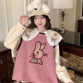 Mới bộ áo vest dệt kim + áo sơ mi thiết kế trẻ trung cá tính