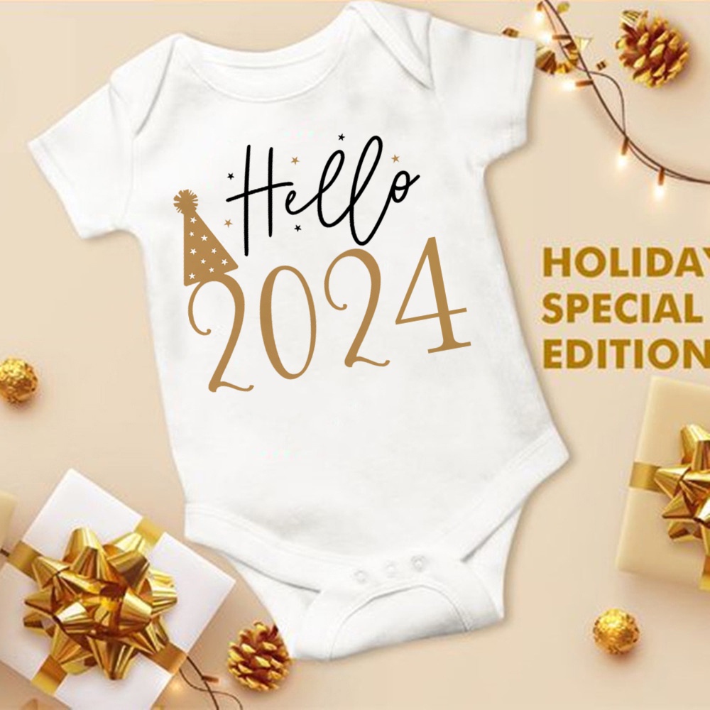 Áo Liền Quần Tay Ngắn In Chữ hello Kitty 2024 Cho Bé Sơ Sinh