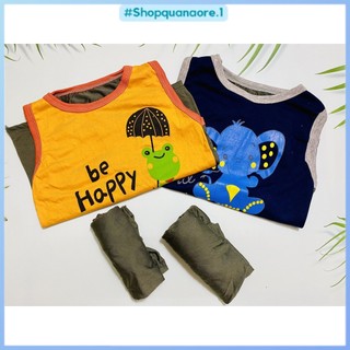 Bộ ba lỗ cho bé trai gái chất cotton thô in hình ngộ nghĩnh