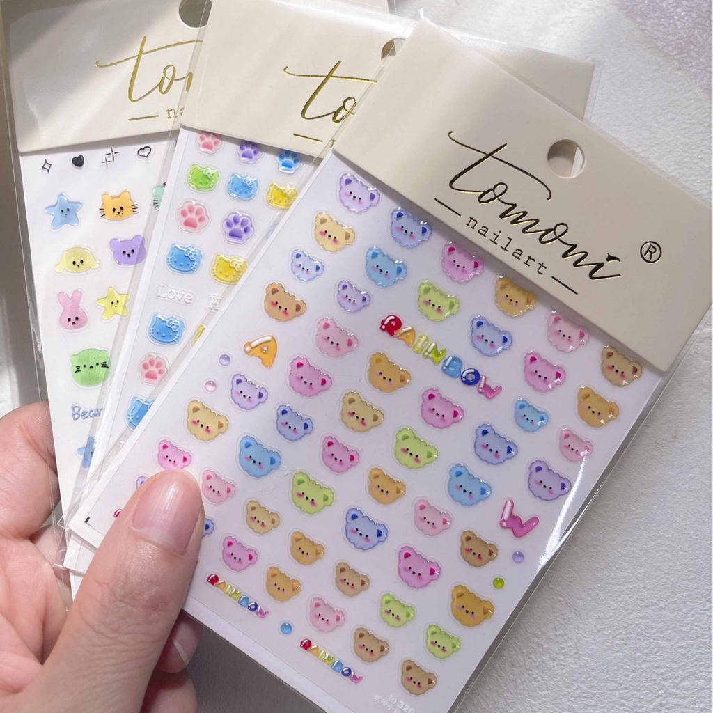 Tomoni Hình Dán Móng Tay Hình Gấu Thỏ Dễ Thương Phong Cách Nhật Bản 3194