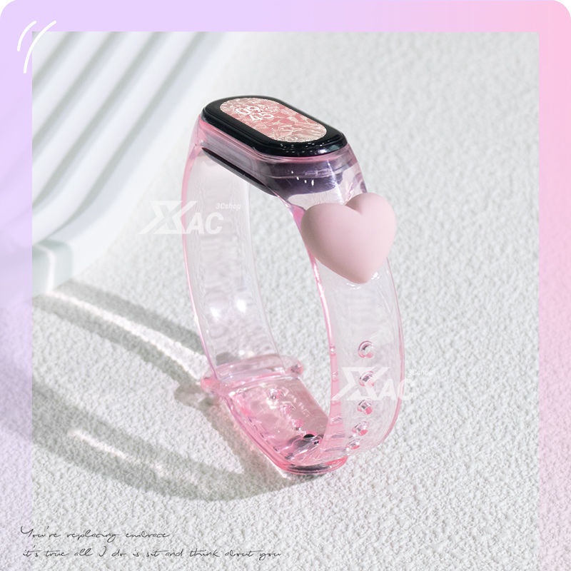 Dây Đeo Cổ Tay Bằng Silicon Màu Hồng Cho Xiaomi Mi Band 8 3 4 5 6 7 8 5 6 7 6 3 4 5 6 7 8 7