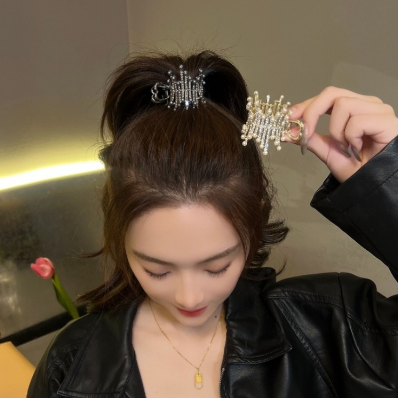 Kẹp Tóc Đính Đá Và Ngọc Trai Bằng Kim Loại Thời Trang Cho Nữ