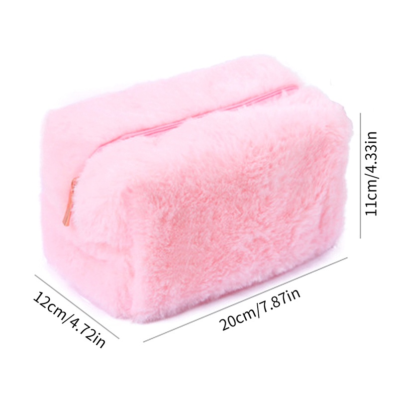 Túi Đựng Bút Màu Macaron Phối Lông Xù Sáng Tạo Dễ Thương