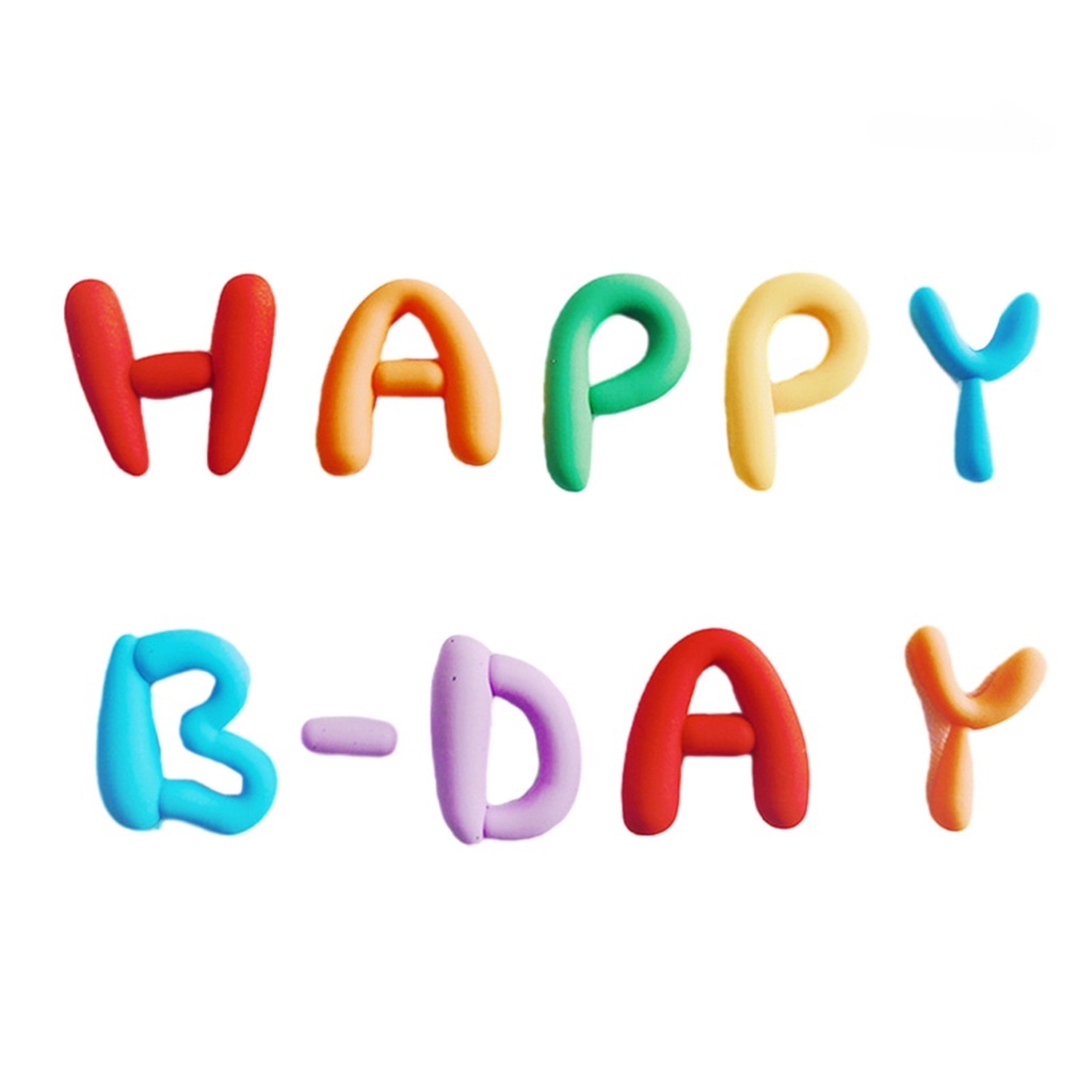 Que Cắm Trang Trí Bánh Kem Chữ Happy Birthday Nhiều Màu Sắc Phong Cách Hàn Quốc