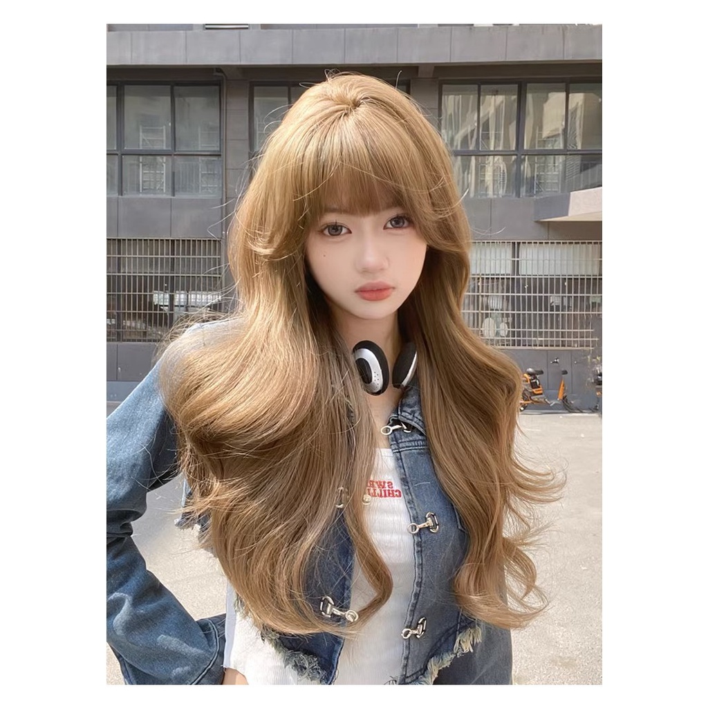 Bộ Tóc Giả Dài Xoăn Gợn Sóng Màu Sáng Phong Cách lolita