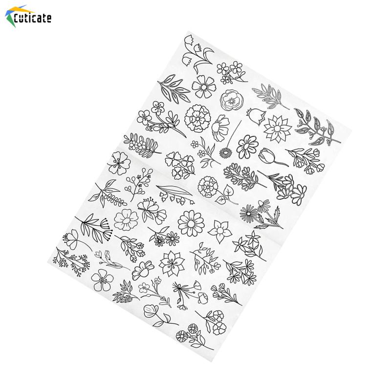 Giấy ổn định vải thêu CUTICATE họa tiết thực vật tự dính dễ giặt hòa tan trong nước