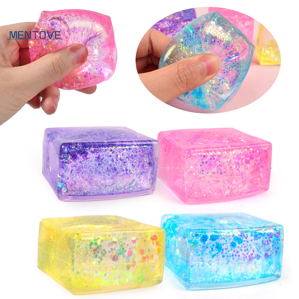 Toy_sequins ice cube bóp đồ chơi sáng tạo maltose square cube phục hồi nhanh tpr pinch đồ chơi squishes block giảm căng thẳng thần tài đồ chơi ủng hộ bên