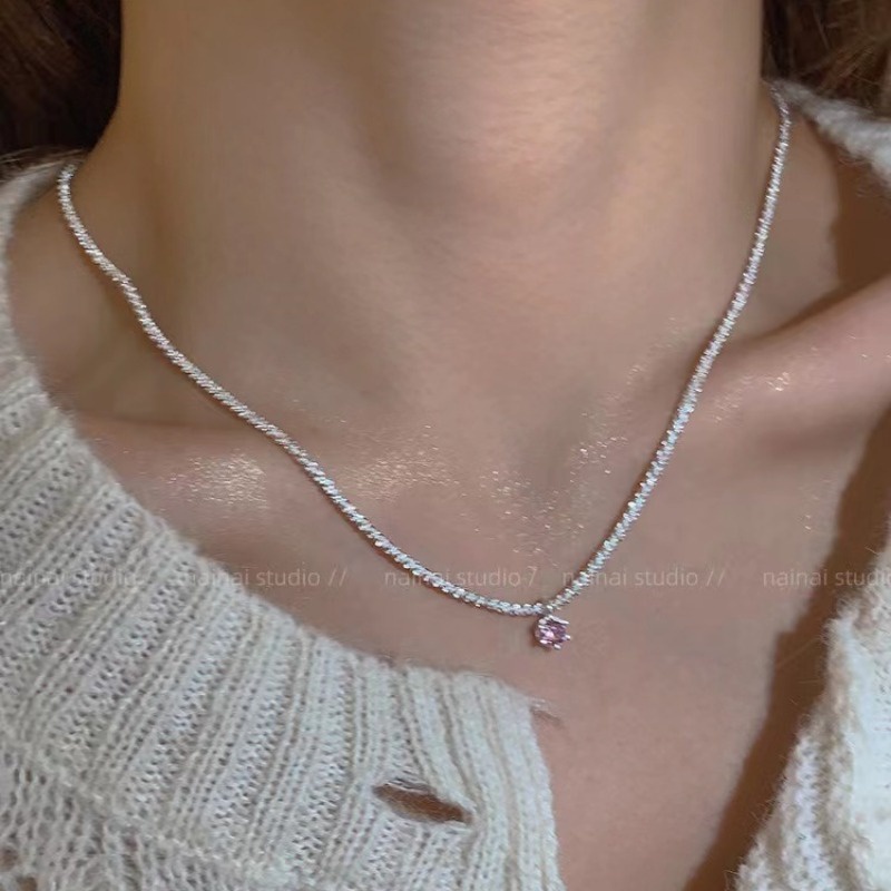 925 bạc tinh tế sáng bóng kim cương bạc vòng chân phụ nữ thiết kế thời trang vòng tay bộ vòng cổ món quà mùa hè