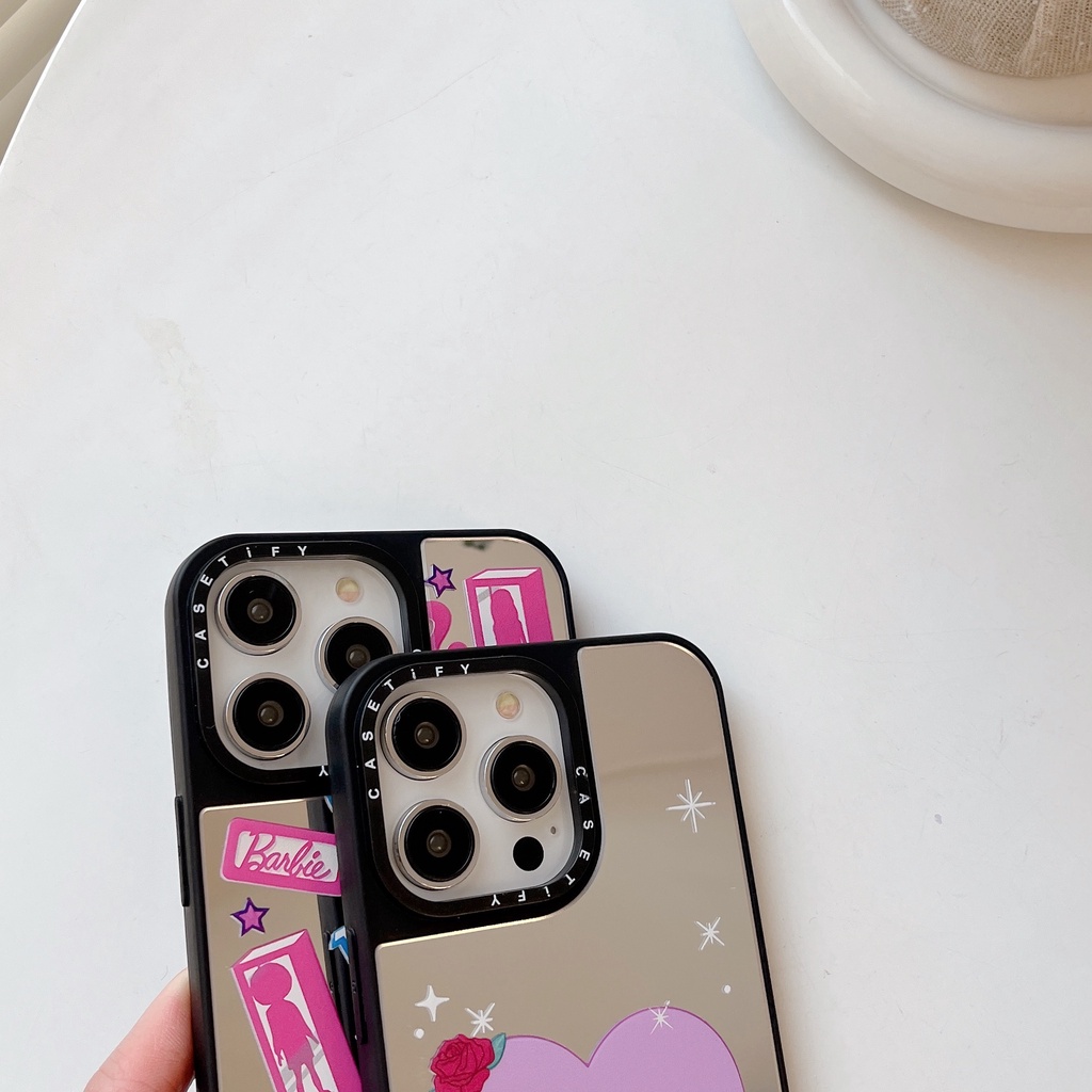 Barbie mirror casetify phone case cho iPhone 15 14 13 12 11 pro max plus, bìa cứng
