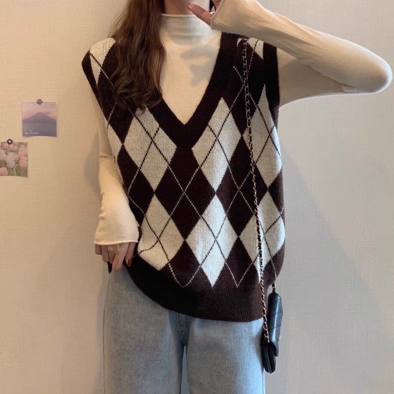 Áo GILE len họa tiết quả trám 3 màu