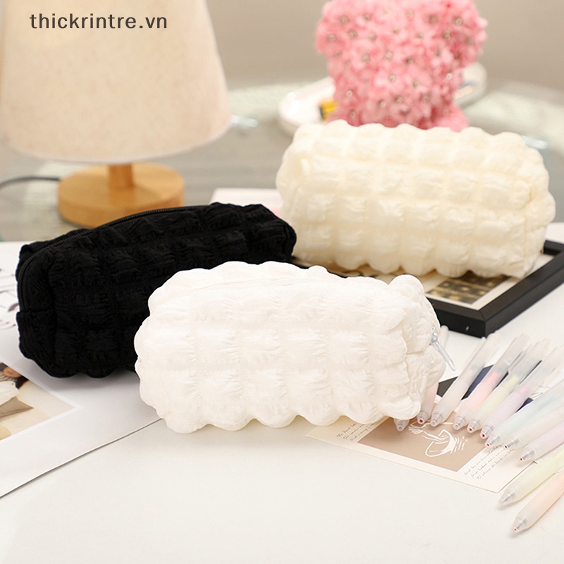 Thi dễ thương thời trang sang trọng dây kéo túi bút chì đồ dùng văn phòng văn phòng phẩm túi đựng ví đựng đồ trang điểm dễ thương hộp bút chì vn