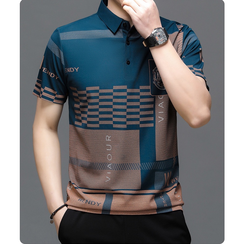 Áo Thun POLO Tay Ngắn Dáng Rộng Chất Liệu Cotton Mỏng Thoáng Khí Thời Trang Cho Nam