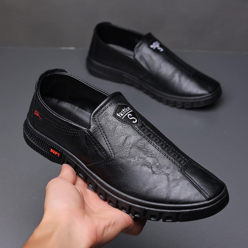 Giày da nam slip on s mules thời trang giày da đế thấp đế dày