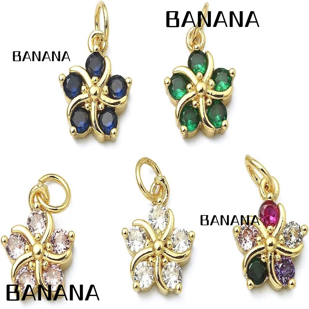 Banana1 bùa hoa, tím nhạt, trắng, đen, xanh lá cây, xanh lam, xanh hồ, đồng thau đỏ hồng và bùa zirconia khối vàng thật, màu ngẫu nhiên những người yêu thích thủ công thủ công bằng khối