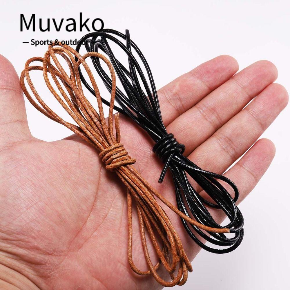 Muvako Dây thông tròn 2 mét, dây đeo vòng cổ màu rắn, dây đeo bằng da bò tự làm dây thừng làm đồ trang sức