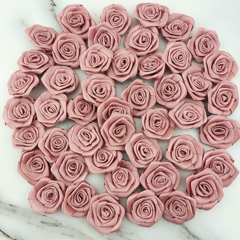 Set 30 hoa hồng giả bằng vải satin 4CMx4CM trang trí đa dụng