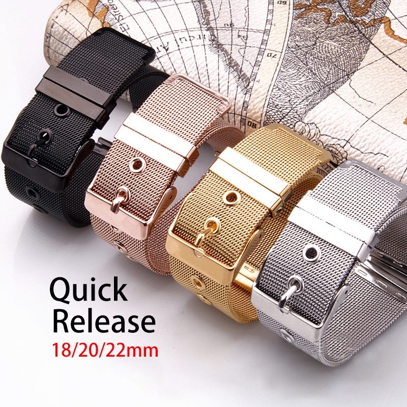 Dây đeo đồng hồ kim loại siêu mỏng 20mm 22mm dây đeo đồng hồ bằng thép không gỉ amazfit gts dây đeo bằng thép không gỉ cho samsung galaxy watch 3 41mm 45mm dây đeo pin buckle quick release bracelet