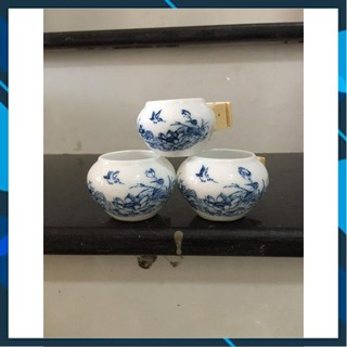 Cóng sứ dùng cho chim chào mào, Chòe, my, khướu, bộ 3 cóng kèm tai. Cóng chim giá rẻ