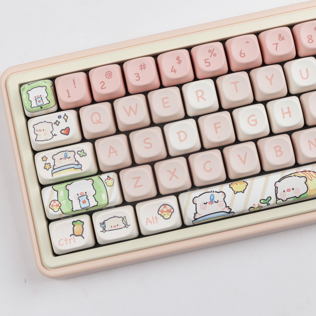 Pink piglet keycap sữa phim hoạt hình dễ thương moa chiều cao khối lập phương thăng hoa ningzhi 68 75 98 s99 104