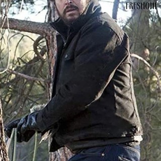 [fo] Nam fall jacket turn-down collar single-breasted buttons pocket solid color long sleeves soft streetwear men vintage coat