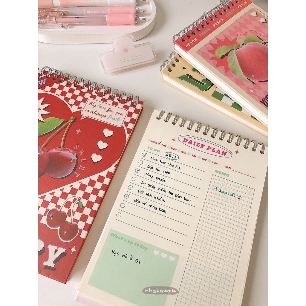 Sổ lò xo kế hoạch hàng tuần planner Fruit 120 trang