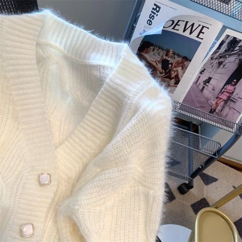 Áo Khoác Cardigan Dệt Kim Tay Dài Màu Sắc Xinh Xắn Cho Nữ