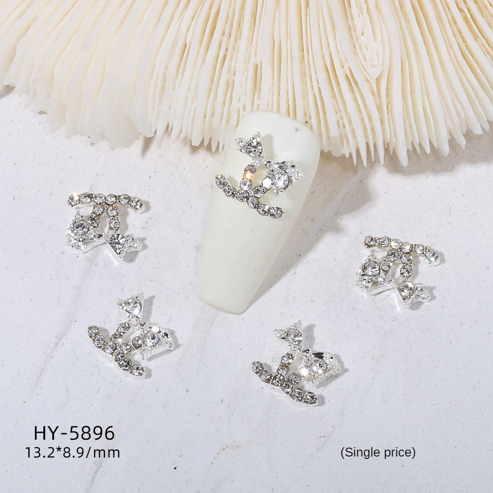 ✧Ready Stcok 10 Cái Nail Art Silver Daimond Jewelry Butterfly Bowknot Heart 3d Rhinestone Drill Trang Trí Móng Dụng Cụ Làm Móng Cho Tiệm Nail CAO HƠN