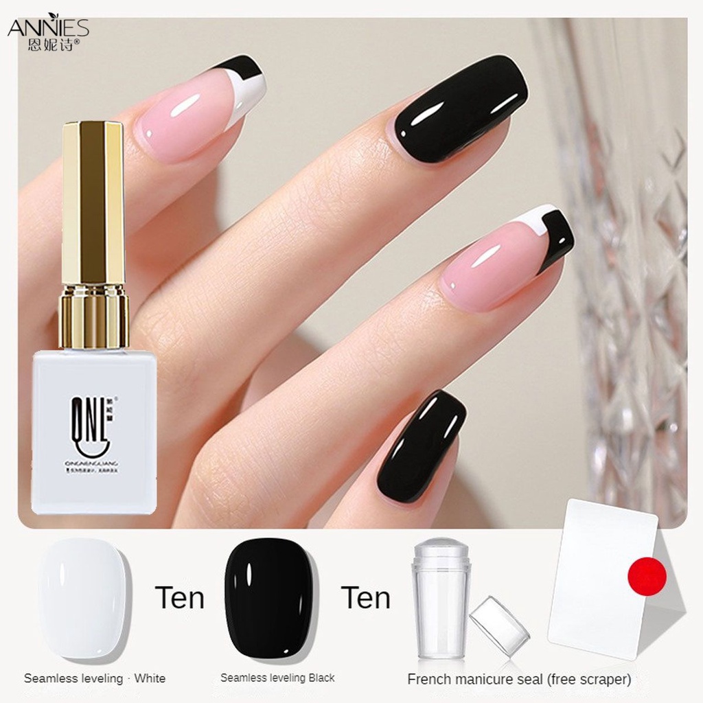 QNL Gel Sơn Móng Tay Đen Trắng 4 Màu San Bằng Keo Gel Kéo Dài Móng Tay Tự Cân Bằng Màu Trong Ngụy Trang Màu Hồng UV LED Phối Màu * KÍNH
