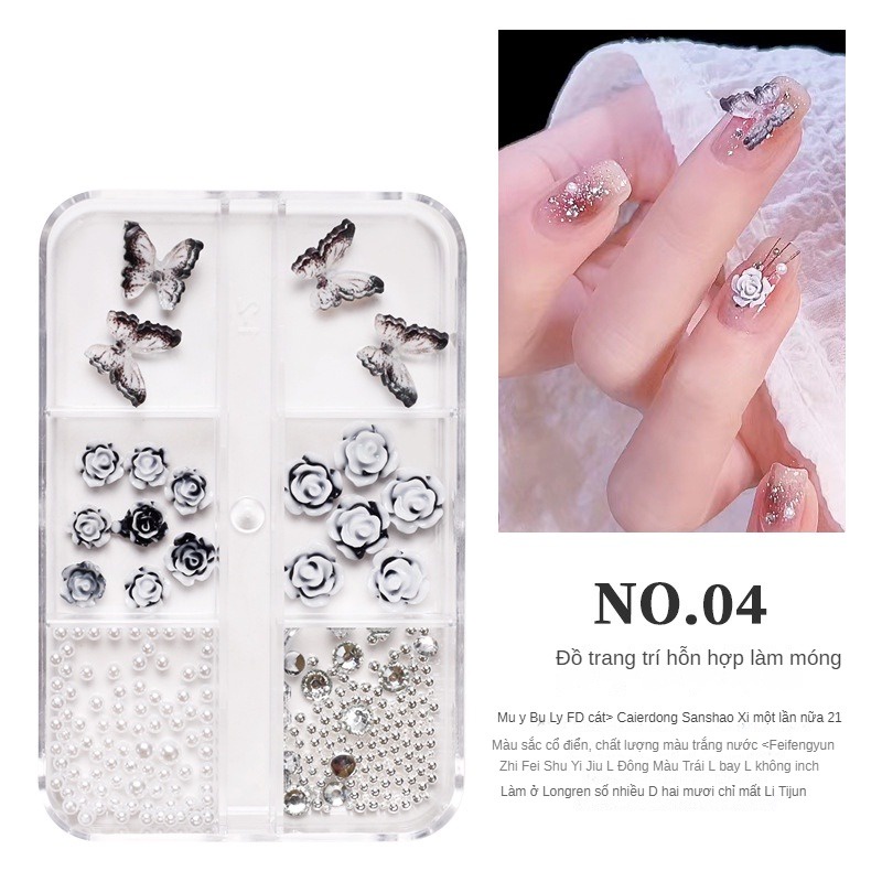 Trang trí nail Hộp Đựng Phụ Kiện Trang Sức Đính Đá Trang Trí Móng Tay Phong Cách Mới