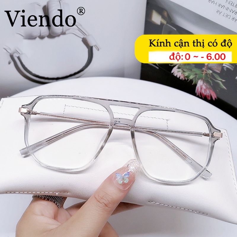 Kính cận nam nữ VIENDO gọng vuông to đổi màu chống ánh sáng xanh màu sắc thời trang cắt kính cận theo yêu cầu