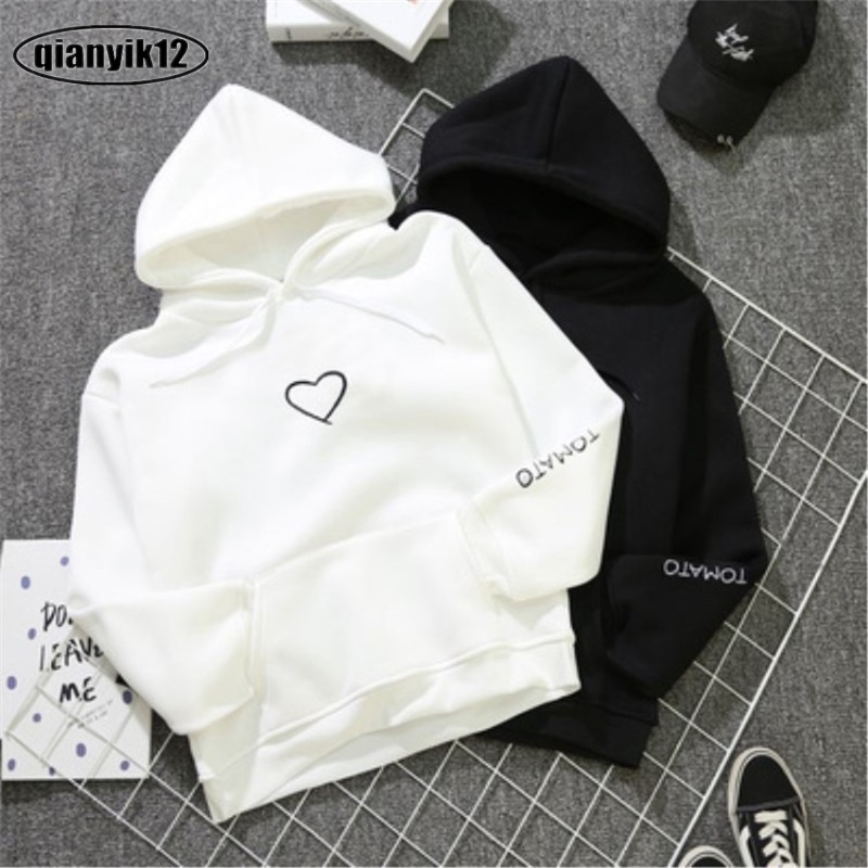 Phụ nữ phong cách đường phố dài tay áo chui đầu áo khoác có mũ trùm đầu harajuku áo khoác thêu hoodie top