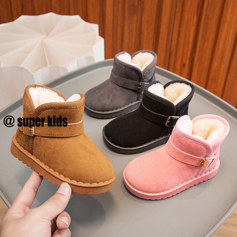 SUPER KIDS Giày đi tuyết trẻ em giày bé gái giày bé trai giày bông dày lông cừu