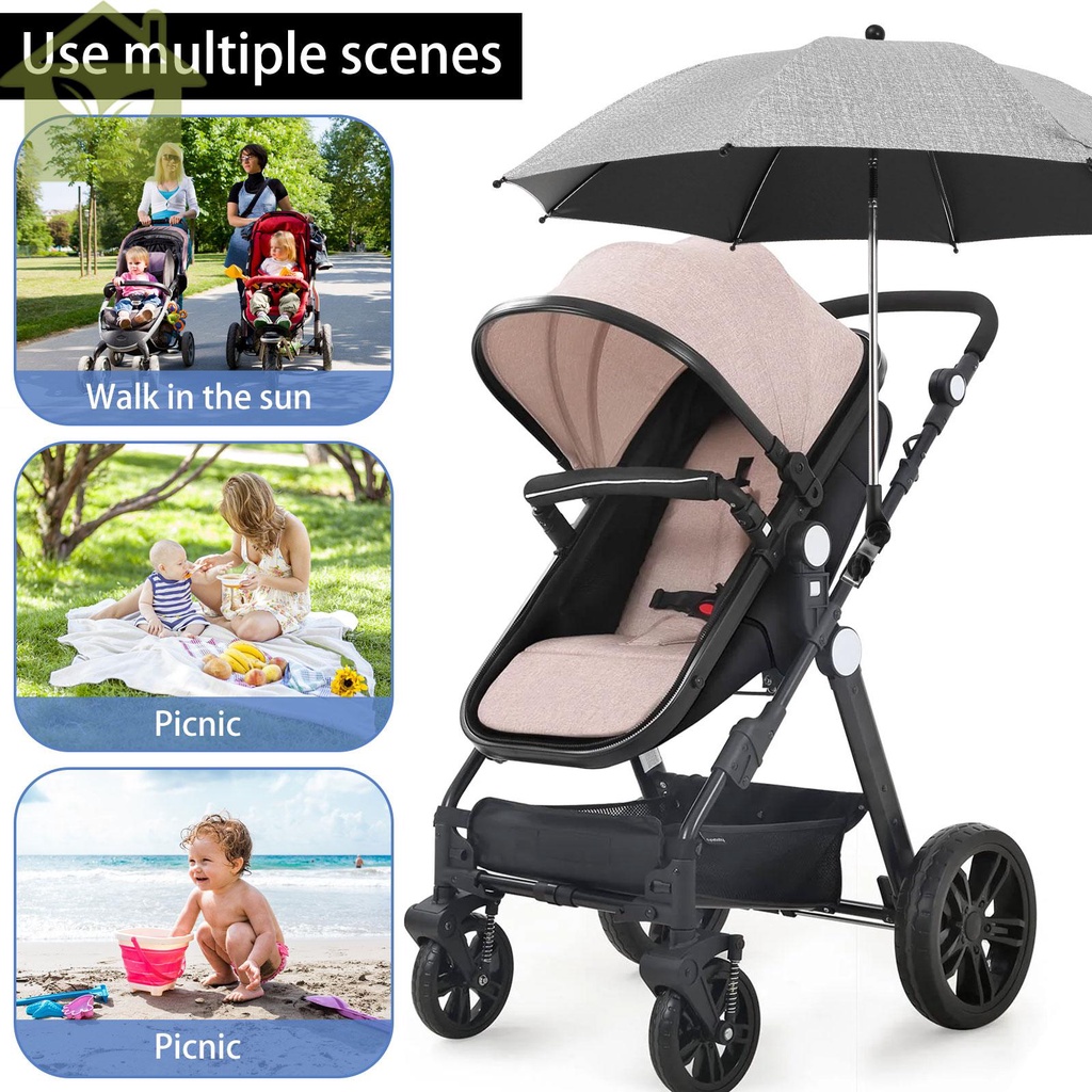 Xe đẩy trẻ em ô có kẹp đường kính 85cm ô xe đẩy trẻ em 360°Xe đẩy điều chỉnh parasol xe đẩy chống thấm parasol shopabc2537