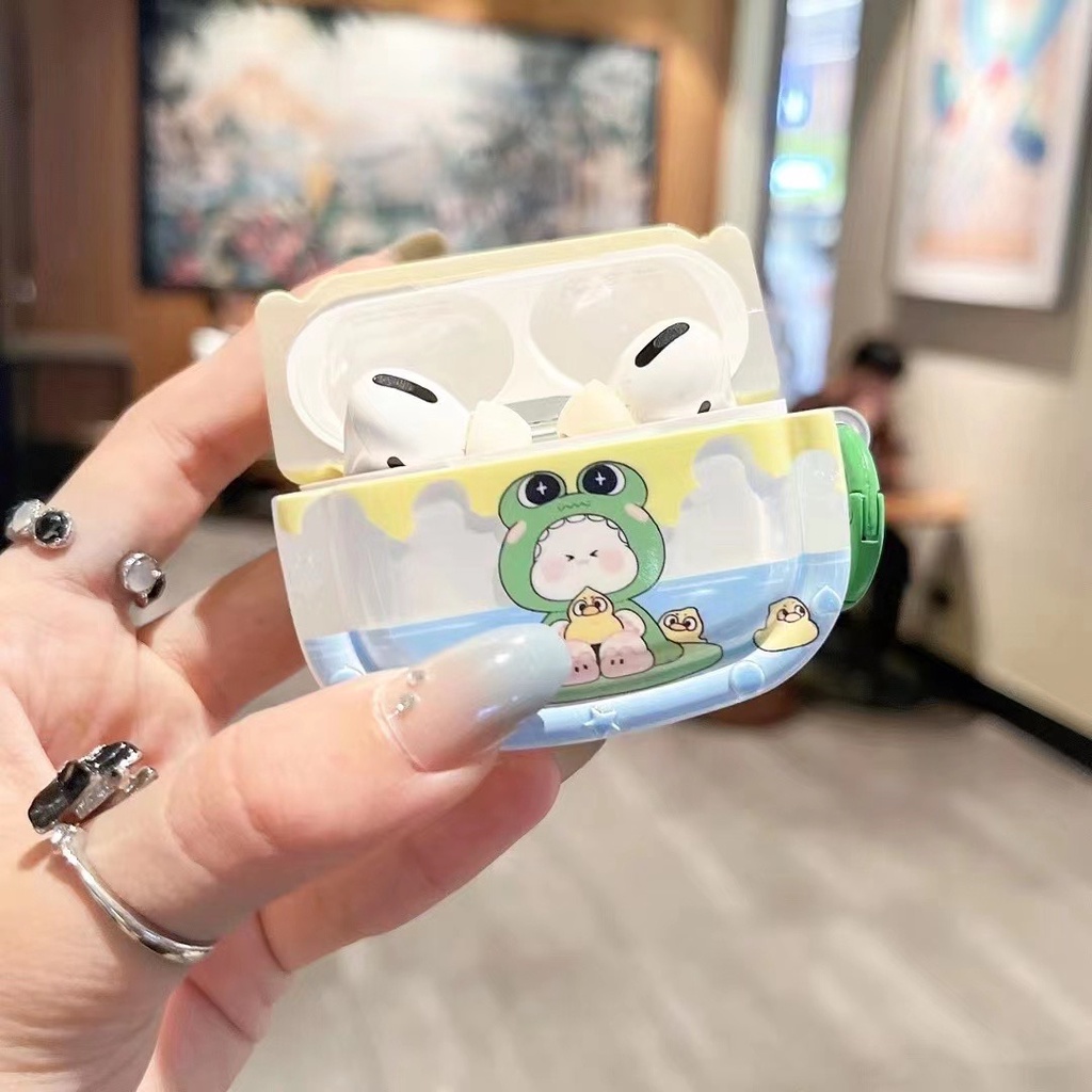Vỏ Bảo Vệ Hộp Sạc Tai Nghe bluetooth Không Dây airpods 1 / 2 / pro / 3 pro2 Hình Tai Ếch 3d Dễ Thương