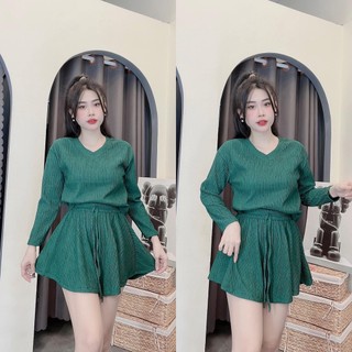 Set đồ bộ đùi lửng tay dài (Gugumi đồ bộ nữ, đồ ngủ nữ)