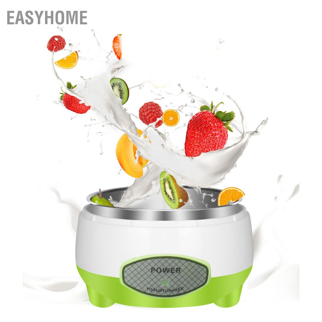 EasyHome Máy Làm Sữa Chua Nhỏ Gọn Hộp Đựng Bằng Thép Không Gỉ Cho Tự Màu Xanh Lá Cây 15W
