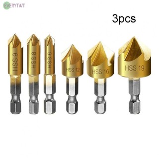 ⭐24H SHIPING ⭐3pcs Chamfering Tool Countersink Drill Bit  Hex Shank Woodworking Hole Opener