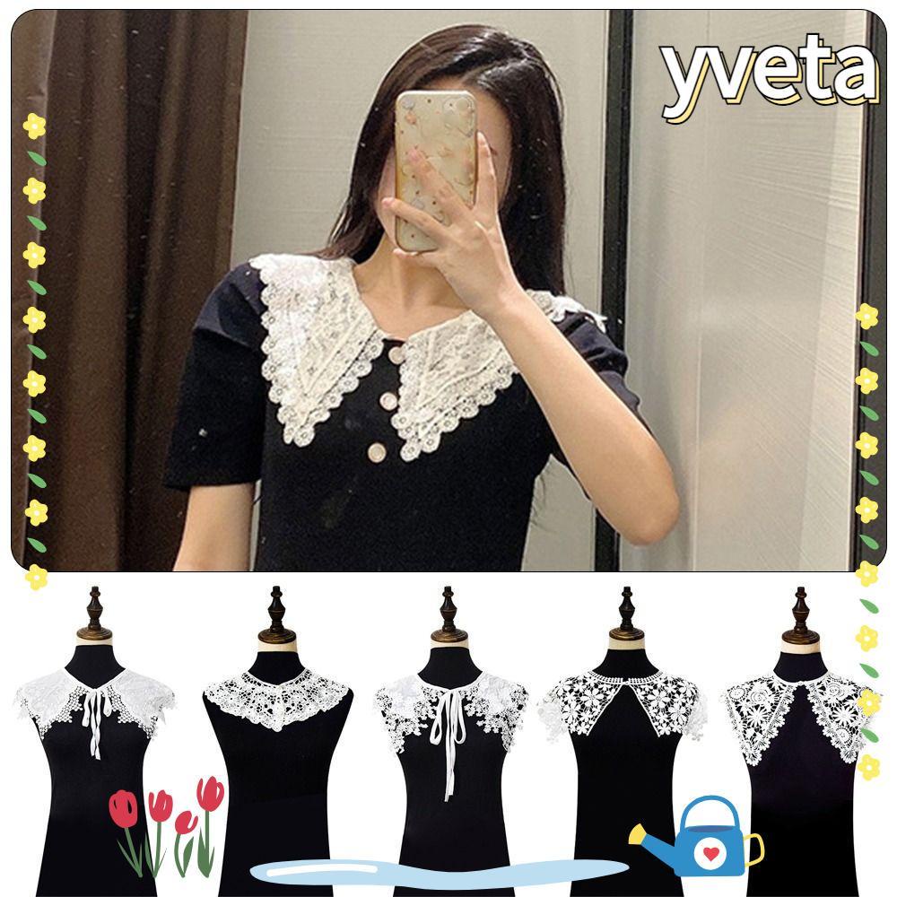 Cổ Áo Sơ Mi Giả Thêu Hoa Phối Ren Có Thể Tháo Rời Thời Trang Cho Nữ