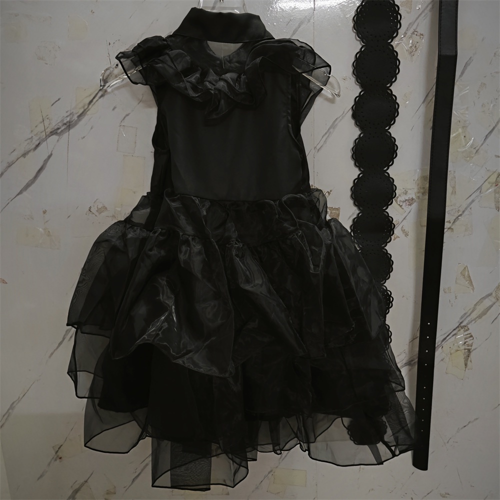 Đầm Hóa Trang Halloween Phối Lưới Phong Cách Gothic Cho Bé Gái