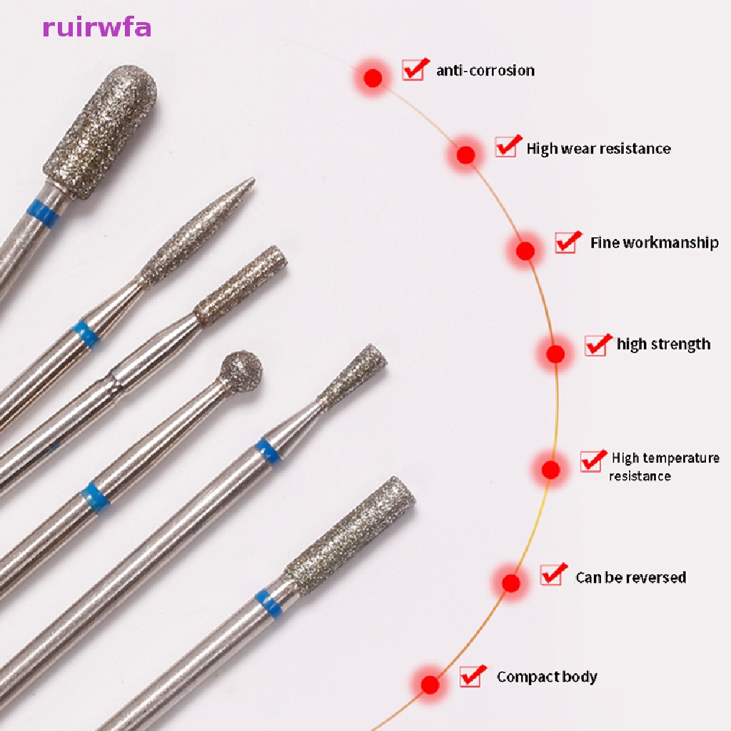 Set 6 Mũi Khoan Kim Cương Chuyên Dụng Cho Máy Mài Móng Tay Mới