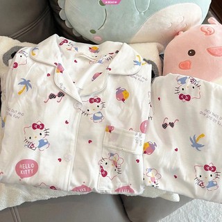 Sanrio bộ đồ ngủ tay dài in hình hello kitty dễ thương cho nữ